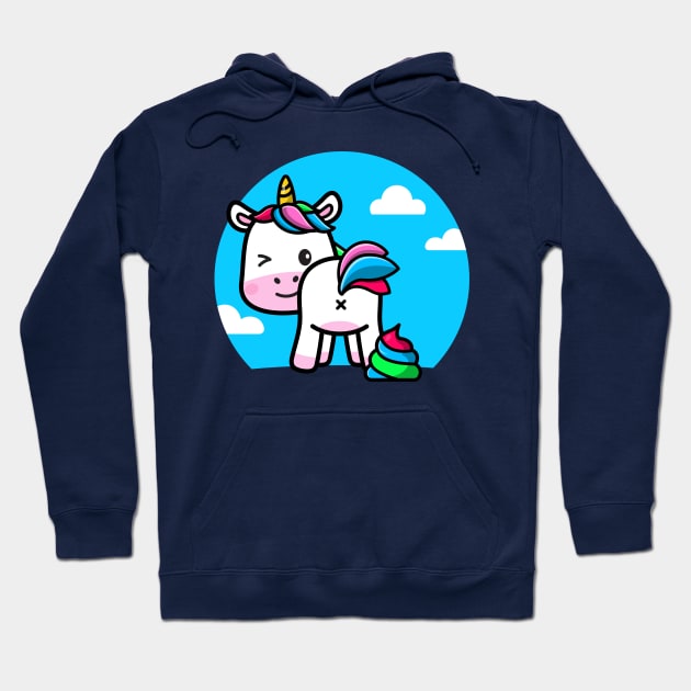 Cheeky unicorn rainbow poop Hoodie by Messy Nessie